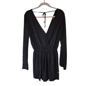 Chic Black Long Bell Sleeve Beach Romper From Bikini Village